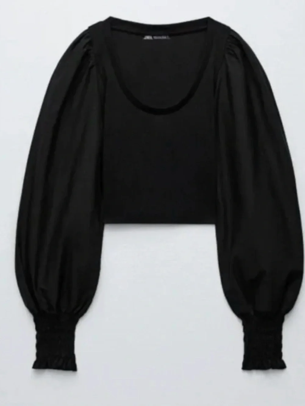 Zara Puff Sleeve Crop Top Black